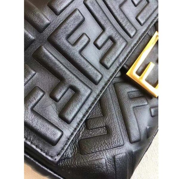 Fendi Women Baguette Chain Midi Black Nappa Leather Bag (1)