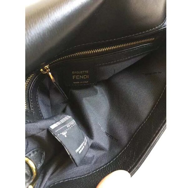 Fendi Women Baguette Chain Midi Black Nappa Leather Bag (10)