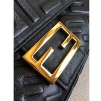 Fendi Women Baguette Chain Midi Black Nappa Leather Bag (8)