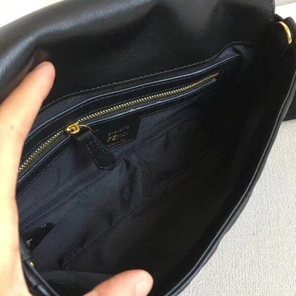 Fendi Women Baguette Chain Midi Black Nappa Leather Bag (6)