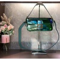 Fendi Women FF Baguette 1997 Green Leather Sequinned Bag (5)