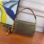 Fendi Women FF Baguette Brooch Fendace Bag Gold Perforated Leather - Image 4