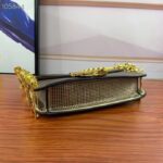 Fendi Women FF Baguette Brooch Fendace Bag Gold Perforated Leather - Image 5