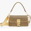 Fendi Women FF Baguette Brooch Fendace Bag Gold Perforated Leather