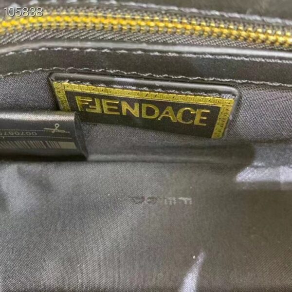 Fendi Women FF Baguette Fendace Quilted Black Silk Bag (10)