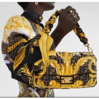 Fendi Women FF Baguette Fendace Quilted Black Silk Bag (8)