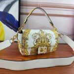 Fendi Women FF Baguette Fendace Quilted White Silk Bag - Image 3