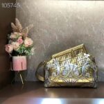 Fendi Women FF Fendi First Medium Fendace Gold-Colored Leather Bag Appliqués - Image 2