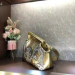 Fendi Women FF Fendi First Medium Fendace Gold-Colored Leather Bag Appliqués - Image 4