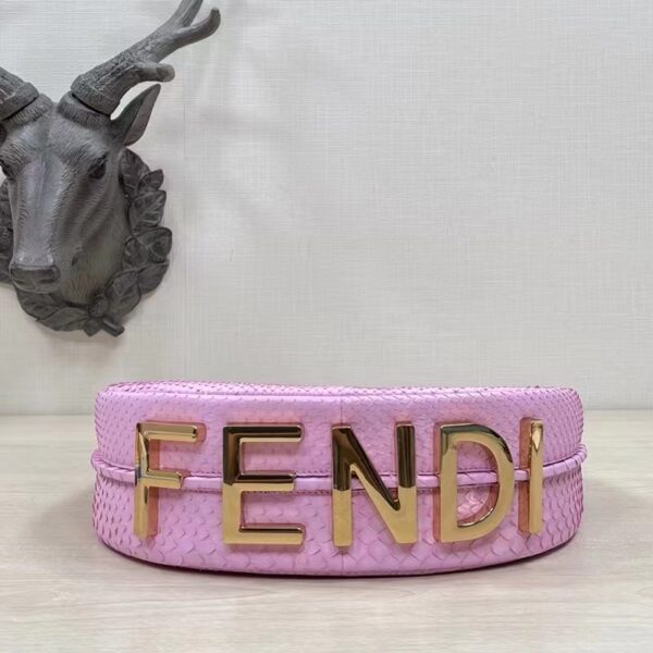 Fendi Women FF Fendigraphy Small Pale Pink Python Leather Bag (1)