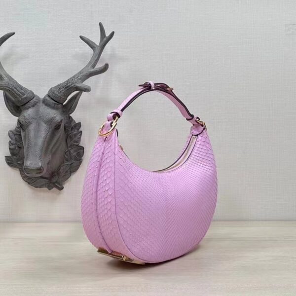 Fendi Women FF Fendigraphy Small Pale Pink Python Leather Bag (5)