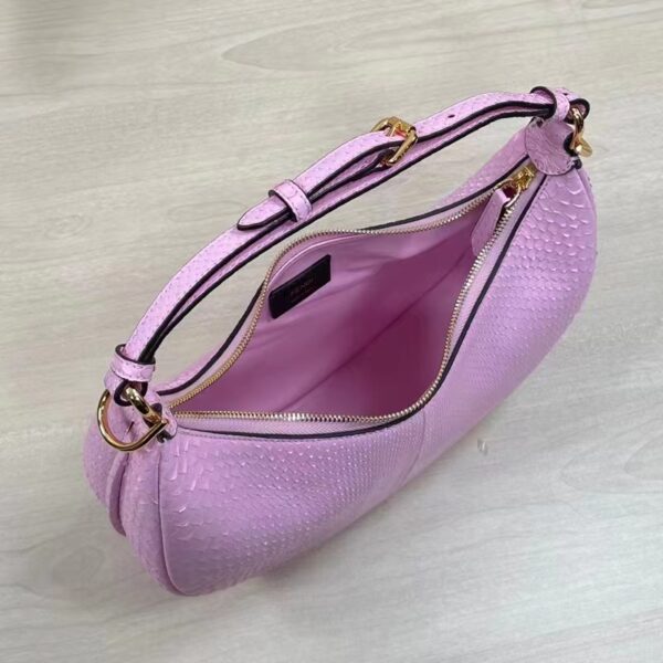 Fendi Women FF Fendigraphy Small Pale Pink Python Leather Bag (7)