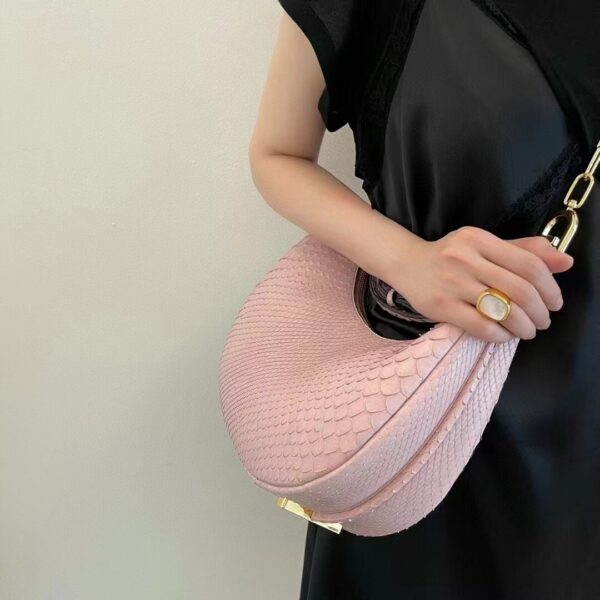 Fendi Women FF Fendigraphy Small Pale Pink Python Leather Bag (8)