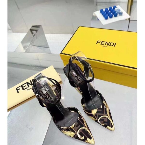 Fendi Women FF First Fendace Printed Silk High-Heeled Slingbacks 9.5 cm Heel (2)