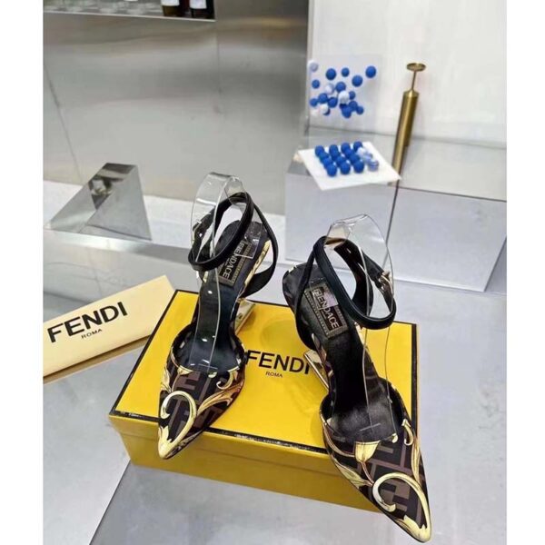 Fendi Women FF First Fendace Printed Silk High-Heeled Slingbacks 9.5 cm Heel (4)