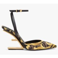 Fendi Women FF First Fendace Printed Silk High-Heeled Slingbacks 9.5 cm Heel (7)