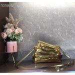 Fendi Women FF First Small Gold Colored Leather Sequinned Bag - Bild 3