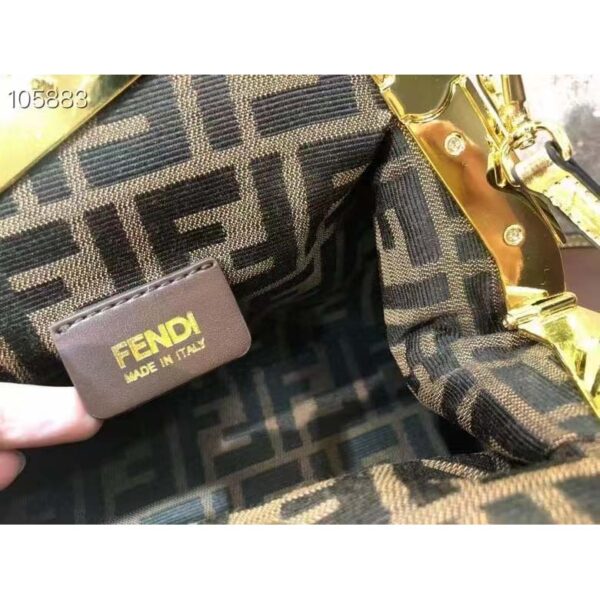 Fendi Women FF First Small Gold Colored Leather Sequinned Bag (8)