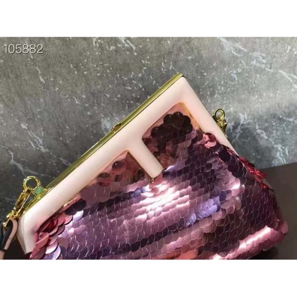 Fendi Women FF First Small Pink Sequinned Bag (5)