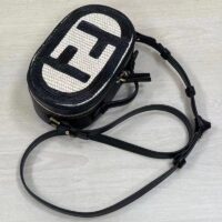 Fendi Women FF O’Lock Mini Camera Case Beige Black Straw Mini Bag (1)