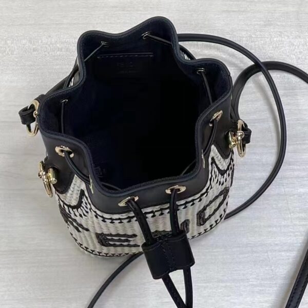 Fendi Women Mon Tresor Beige Black Straw Mini Bag (3)