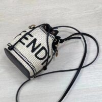 Fendi Women Mon Tresor Beige Black Straw Mini Bag (11)