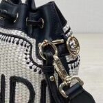 Fendi Women Mon Tresor Beige Black Straw Mini Bag - Image 7