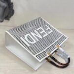 Fendi Women Sunshine Medium White Two-Toned Perforated Leather Shopper - immagine 5