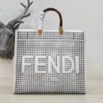 Fendi Women Sunshine Medium White Two-Toned Perforated Leather Shopper - immagine 2