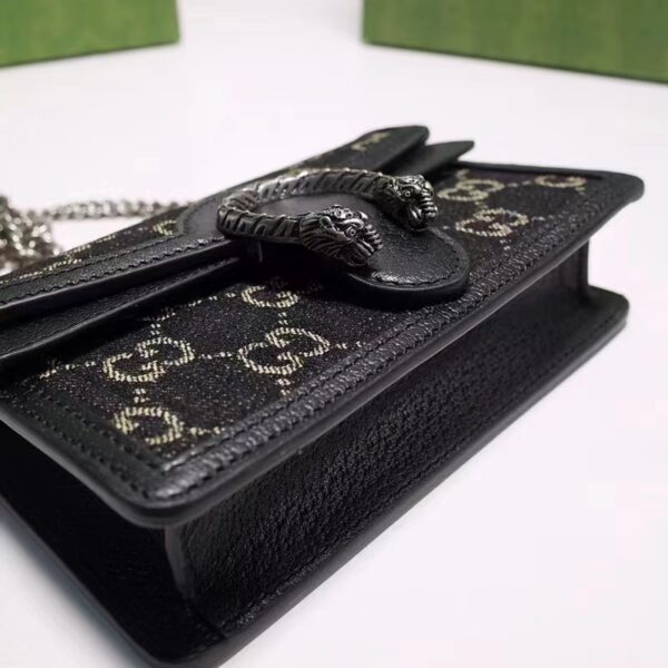 Gucci GG Women Dionysus GG Super Mini Bag Black Ivory GG Denim Jacquard (10)