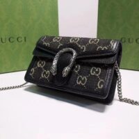 Gucci GG Women Dionysus GG Super Mini Bag Black Ivory GG Denim Jacquard (6)