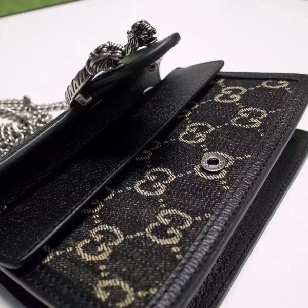 Gucci GG Women Dionysus GG Super Mini Bag Black Ivory GG Denim Jacquard (5)