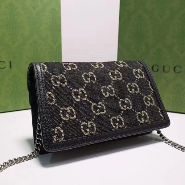 Gucci GG Women Dionysus GG Super Mini Bag Black Ivory GG Denim Jacquard (8)
