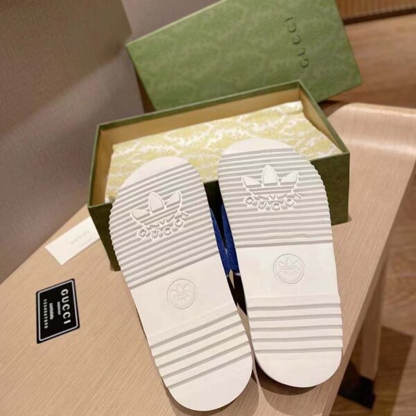 Gucci Unisex Adidas x Gucci GG Platform Sandal Blue GG Cotton Sponge (6)