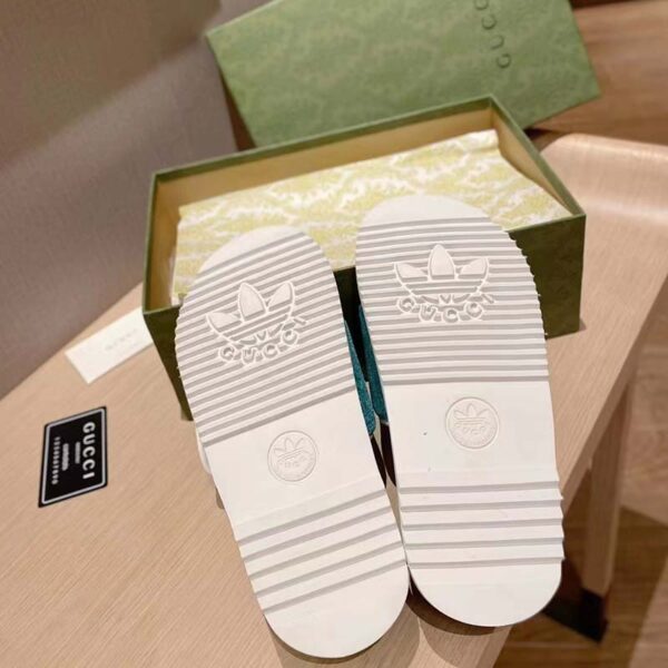 Gucci Unisex Adidas x Gucci GG Platform Sandal Green GG Cotton Sponge (1)