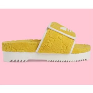 Gucci Unisex Adidas x Gucci GG Platform Sandal Yellow GG Cotton Sponge