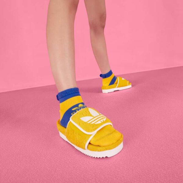 Gucci Unisex Adidas x Gucci GG Platform Sandal Yellow GG Cotton Sponge (11)