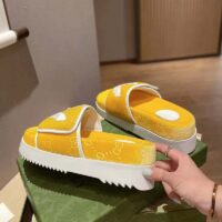 Gucci Unisex Adidas x Gucci GG Platform Sandal Yellow GG Cotton Sponge (10)