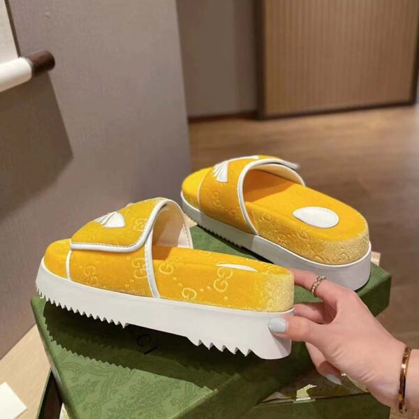 Gucci Unisex Adidas x Gucci GG Platform Sandal Yellow GG Cotton Sponge (3)