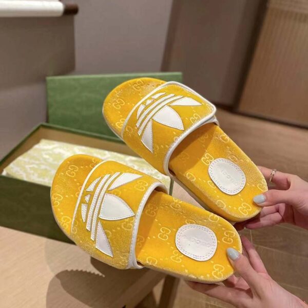Gucci Unisex Adidas x Gucci GG Platform Sandal Yellow GG Cotton Sponge (4)