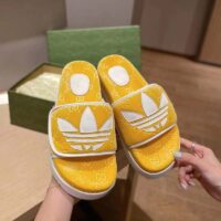 Gucci Unisex Adidas x Gucci GG Platform Sandal Yellow GG Cotton Sponge (10)