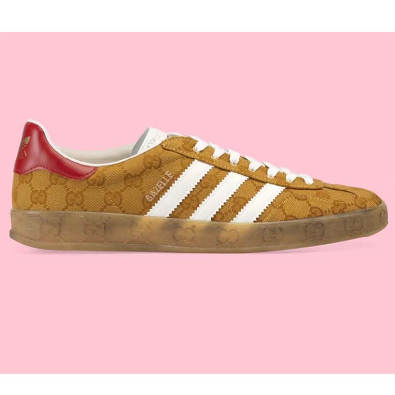 Adidas x Gucci Beige/Brown GG Canvas Gazelle Low Top Sneakers Size 44 Gucci