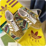 Gucci Unisex Adidas x Gucci Gazelle Sneaker Beige Brown Original GG Canvas - Image 6
