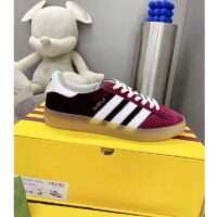 Gucci Unisex Adidas x Gucci Gazelle Sneaker Burgundy Suede Trefoil Embossed (5)