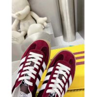 Gucci Unisex Adidas x Gucci Gazelle Sneaker Burgundy Suede Trefoil Embossed (5)