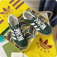 Gucci Unisex Adidas x Gucci Gazelle Sneaker Green Suede Trefoil Embossed (6)