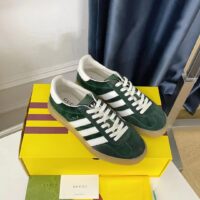 Gucci Unisex Adidas x Gucci Gazelle Sneaker Green Suede Trefoil Embossed (6)