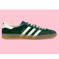 Gucci Unisex Adidas x Gucci Gazelle Sneaker Green Suede Trefoil Embossed (6)