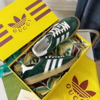 Gucci Unisex Adidas x Gucci Gazelle Sneaker Green Suede Trefoil Embossed (6)