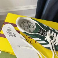 Gucci Unisex Adidas x Gucci Gazelle Sneaker Green Suede Trefoil Embossed (6)